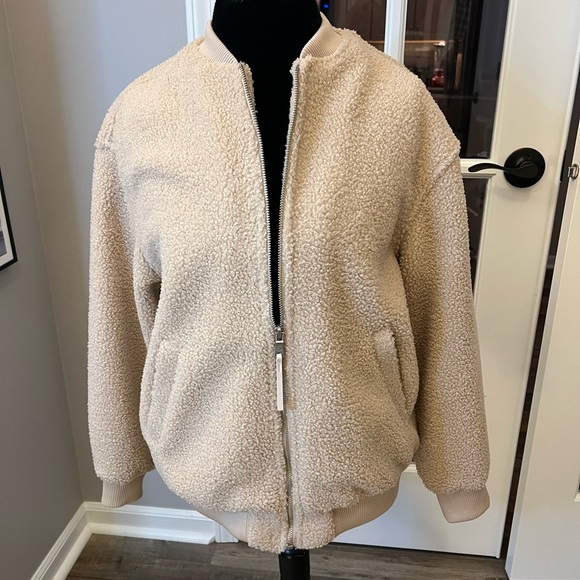 Avec Les Filles Jackets & Blazers - Avec Les Filles Cream faux Sherpa Jacket